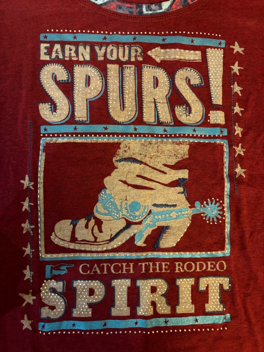 NWOT Women’s Western Panhandle Long Sleeve Earn Your Spurs Rodeo Spirit Size M - Picture 3 of 7